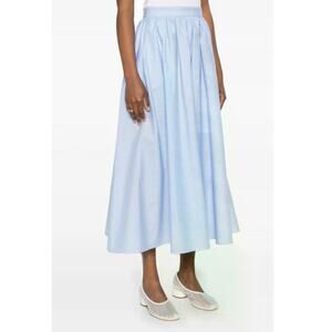 Manuel Ritz Striped Cotton Midi Maxi Skirt Blue White Size 42 EUC Preppy